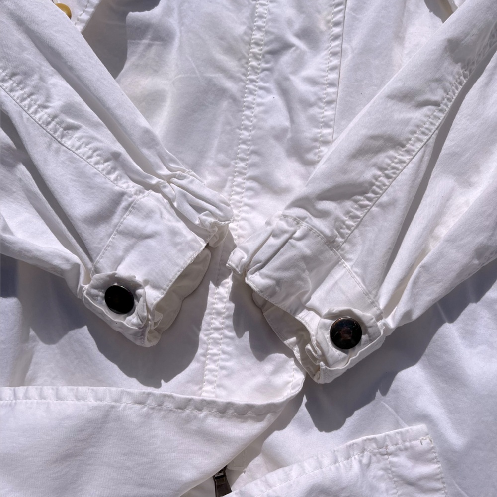 Vintage 90s History Repeats White Parka Trench Coat Jacket Cotton Parisian - Picture 8 of 16